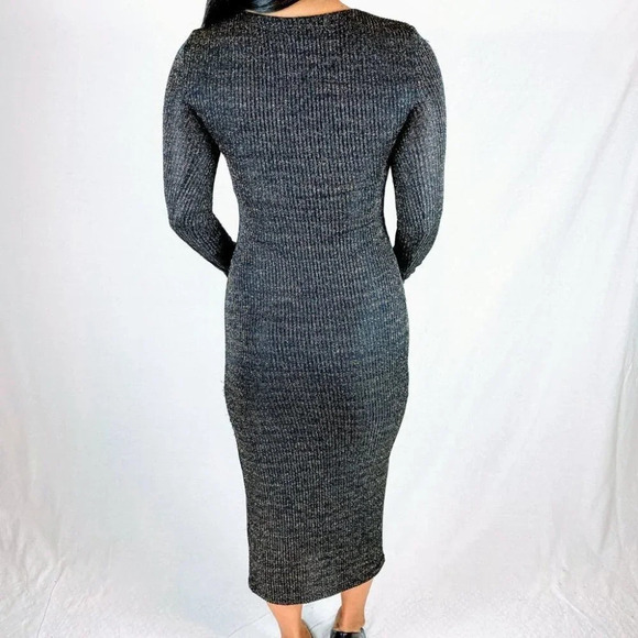 Bardot Black Gold Lace Up Sweater Midi Dress $179 - Picture 9 of 14